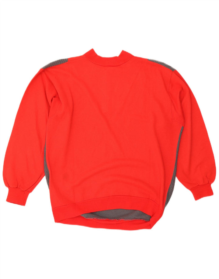 Felpa da uomo VINTAGE con collo abbottonato, maglione color rosso medio