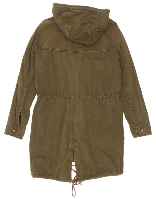 Parka con cappuccio da donna Abercrombie & Fitch UK 14 cotone kaki medio