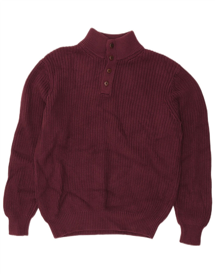 Maglione da uomo L.L.Bean con collo a bottoni in cotone bordeaux medio