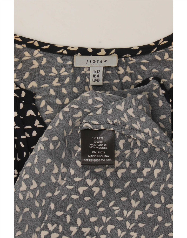 Jigsaw Womens Blouse Top UK 12 Viscosa maculata blu navy media