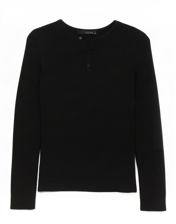 Top Zara da uomo a maniche lunghe grande in viscosa nera