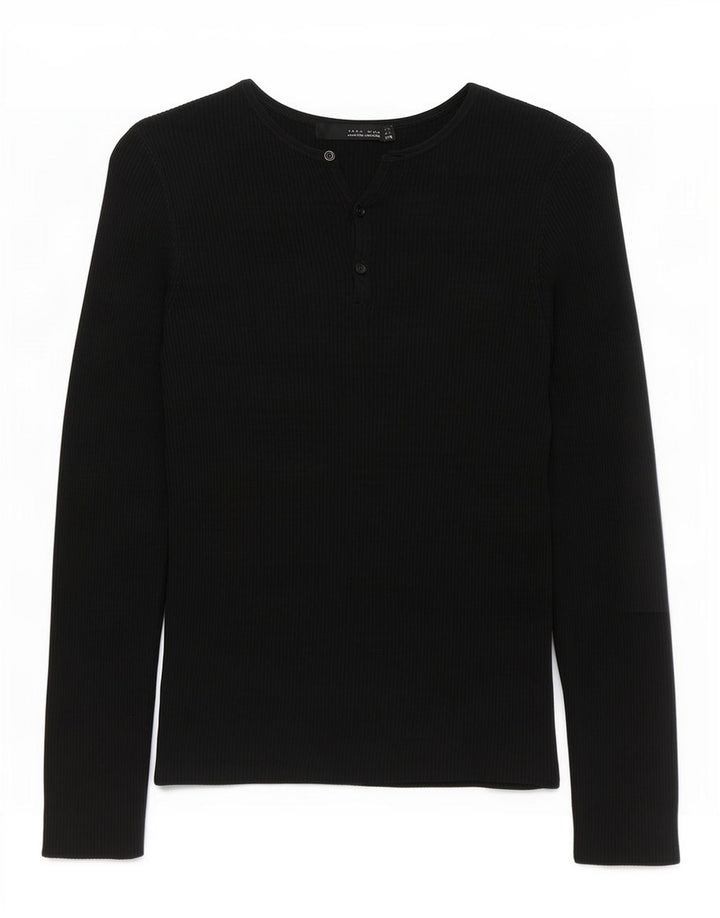 Top Zara da uomo a maniche lunghe grande in viscosa nera