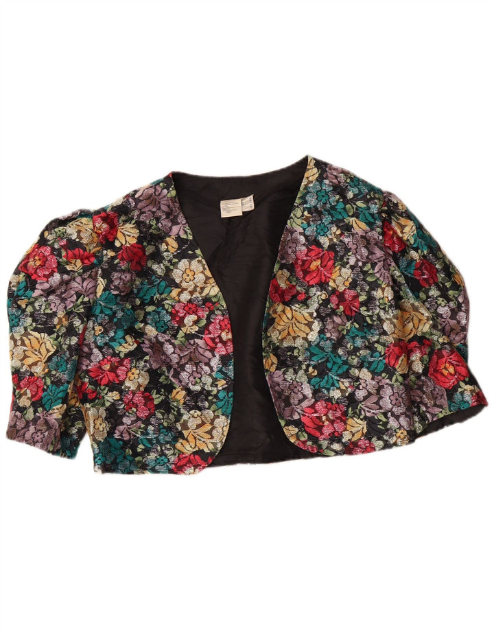 Giacca bolero da donna con maniche a 3/4 VINTAGE UK 14 floreale multicolore medio