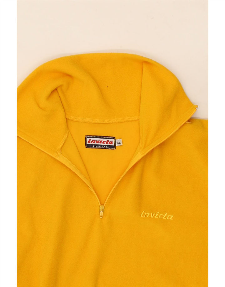 INVICTA Mens Zip Neck Fleece Jumper XL Yellow Polyester Vintage Invicta and Second-Hand Invicta from Messina Hembry 