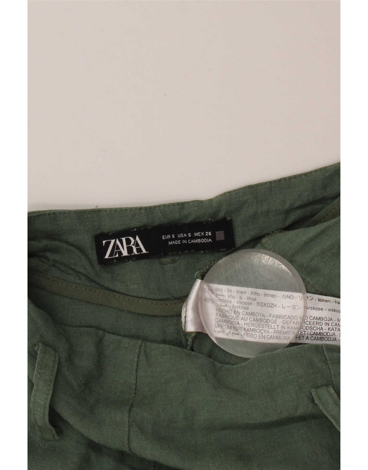 Pantaloncini cargo Zara da donna piccoli W26 lino verde