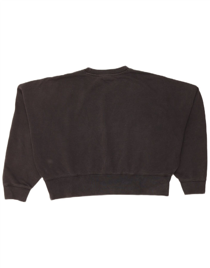 Felpa oversize corta Adidas da donna, maglione UK 10, piccolo cotone nero