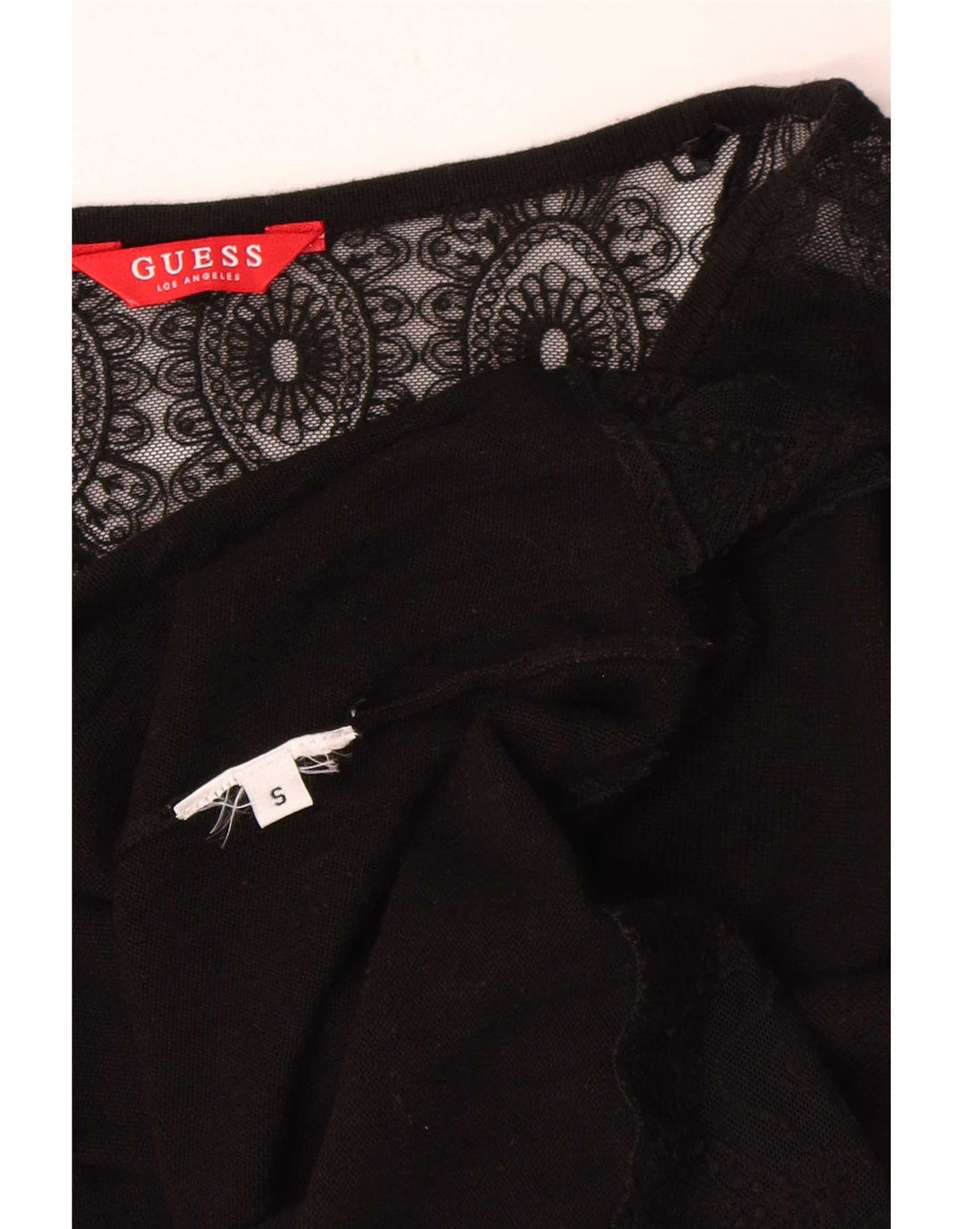 Top Guess da donna a maniche lunghe UK 10 piccolo nero floreale