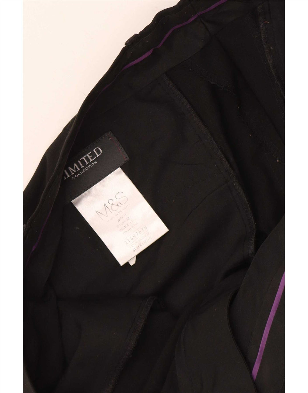 Pantaloni da abito dritti da uomo Marks & Spencer W32 L31 poliestere nero