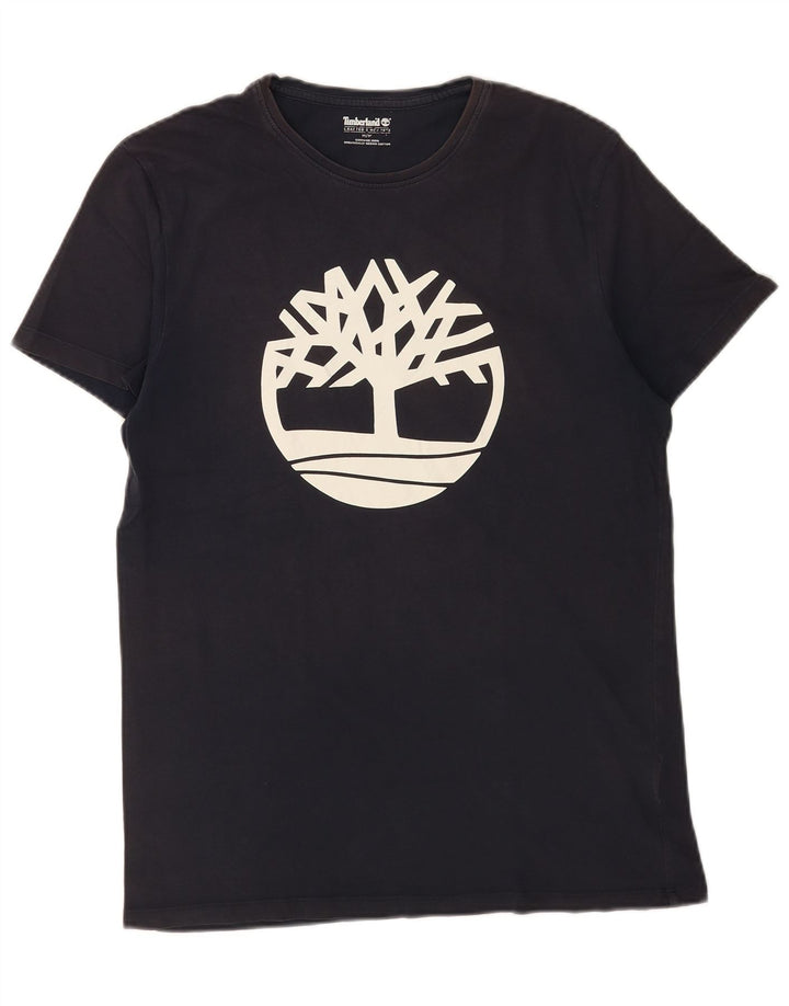 T-shirt grafica da uomo Timberland Top in cotone blu navy medio