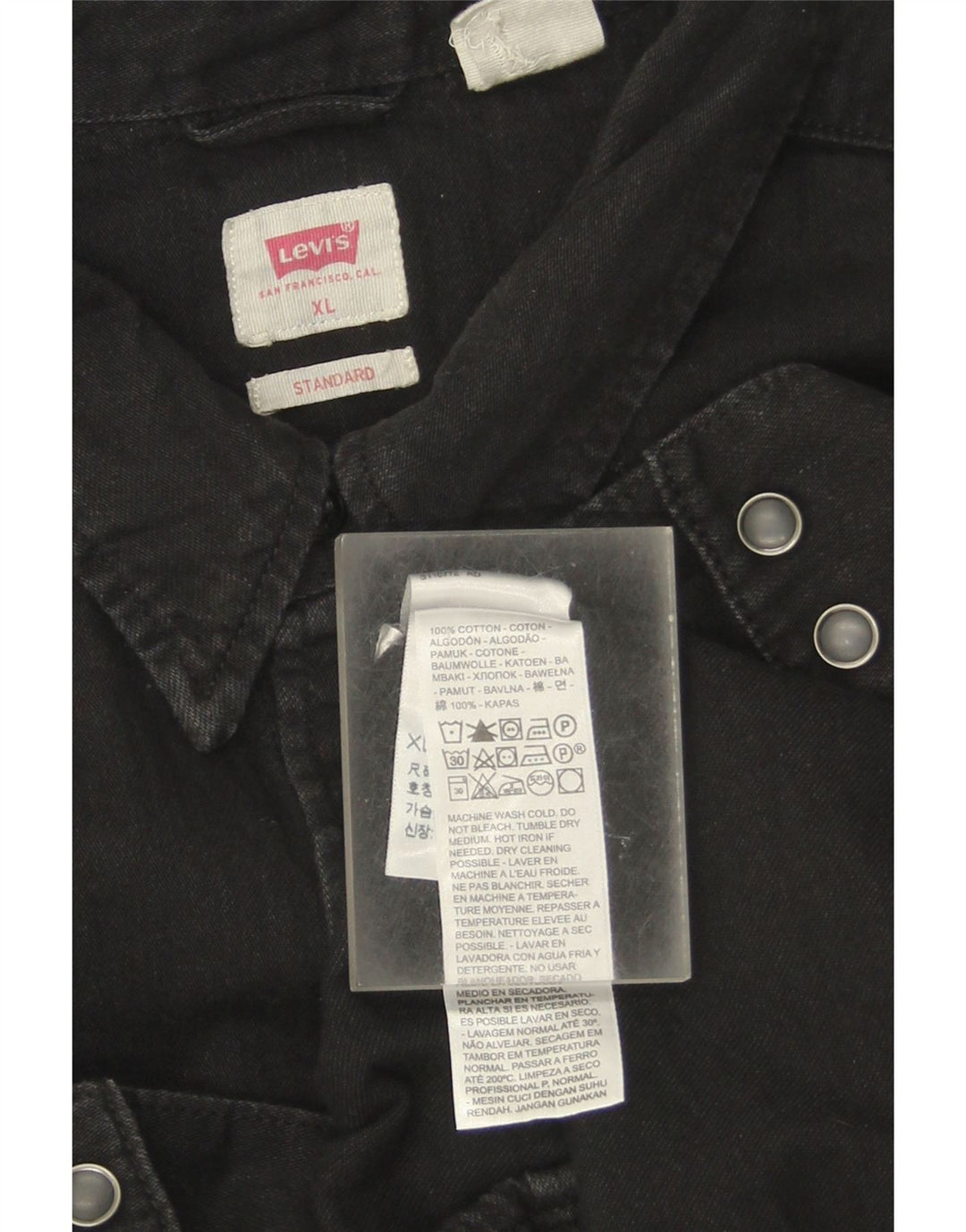 Camicia di jeans standard da uomo Levi's XL in cotone nero