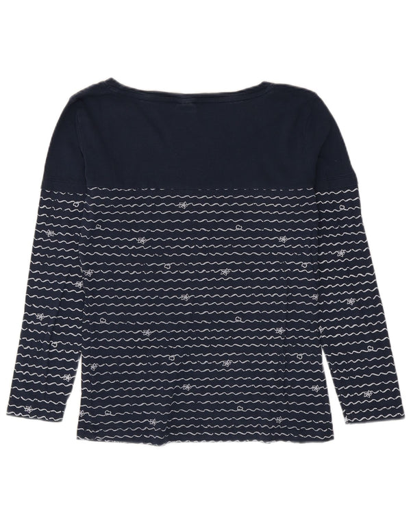 Canguro Top da donna a maniche lunghe UK 14/16 Grande cotone a righe blu navy