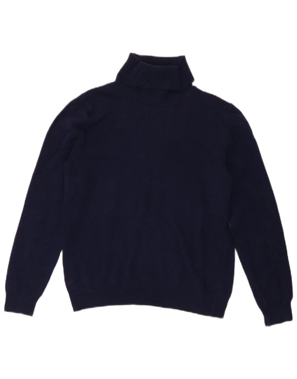 Maglione da donna Benetton con collo alto UK 12 Lana merino blu navy medio