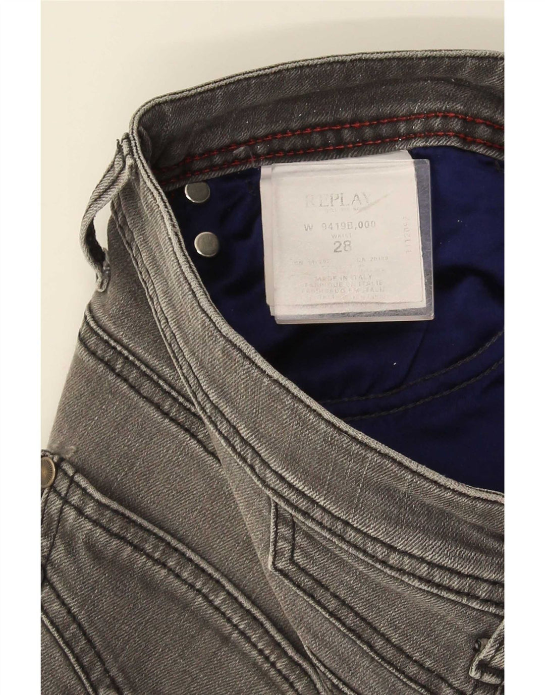 Mini gonna di jeans da donna Replay W28 in cotone grigio medio