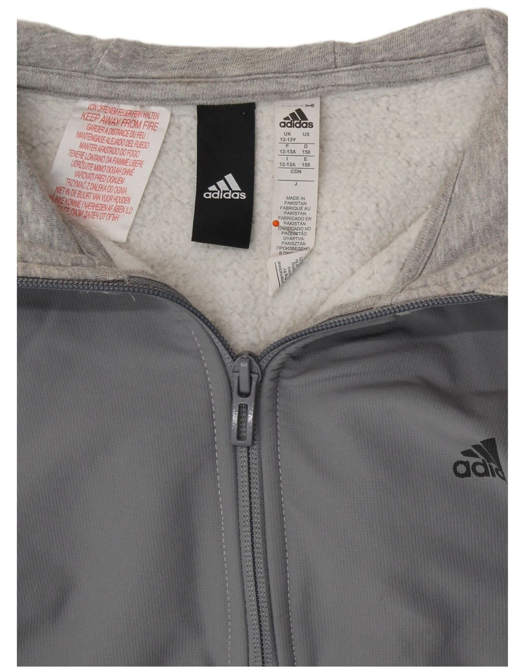 Maglione con cappuccio e zip ADIDAS per ragazzi 12-13 anni Colorblock grigio