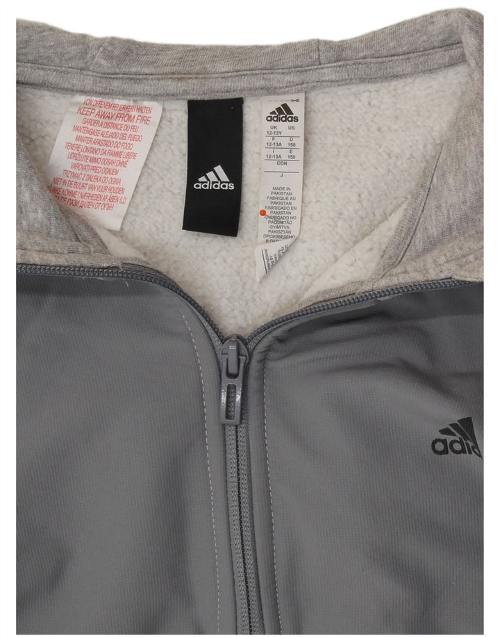 Maglione con cappuccio e zip ADIDAS per ragazzi 12-13 anni Colorblock grigio