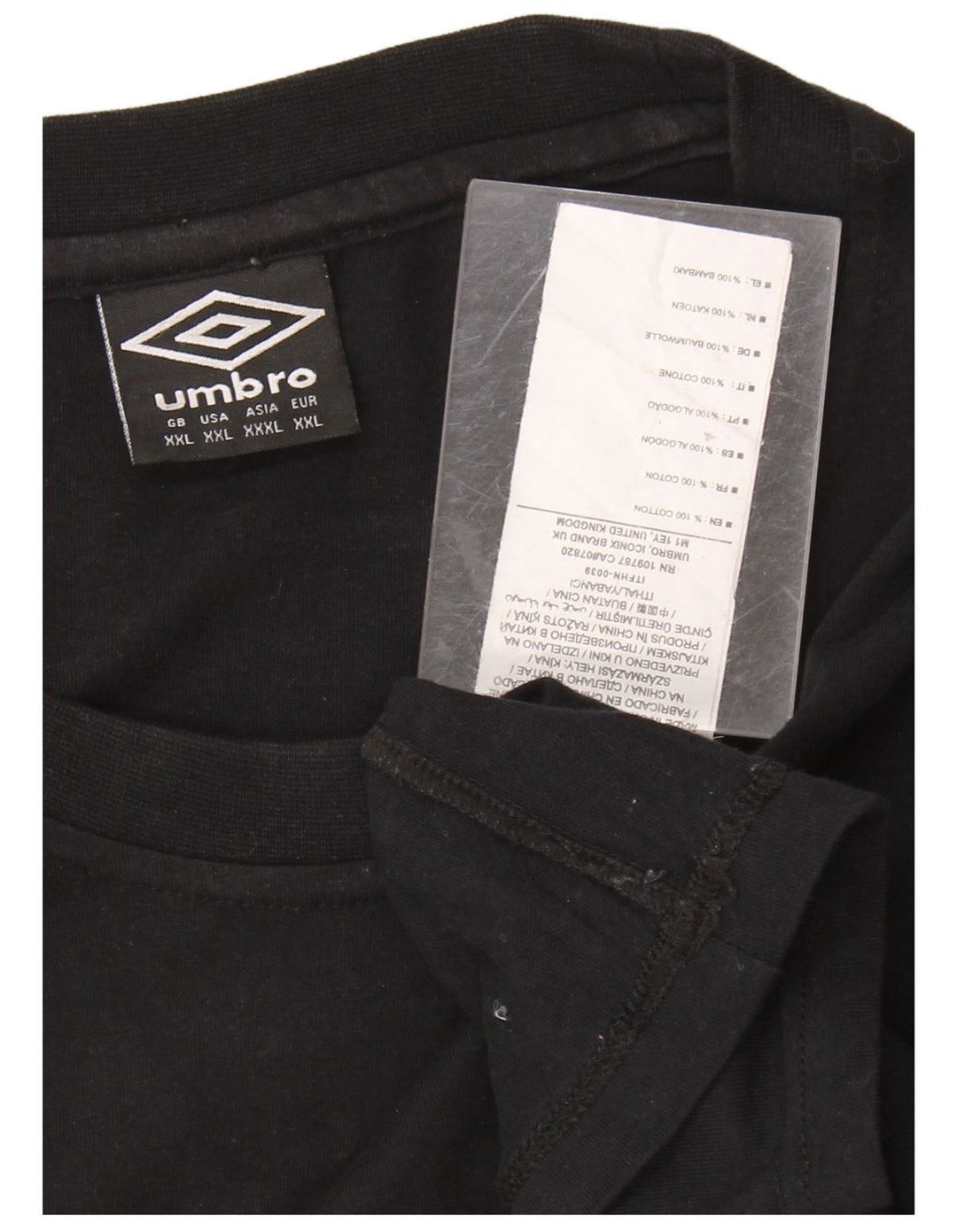 UMBRO Mens Graphic Top Long Sleeve 2XL Black Cotton