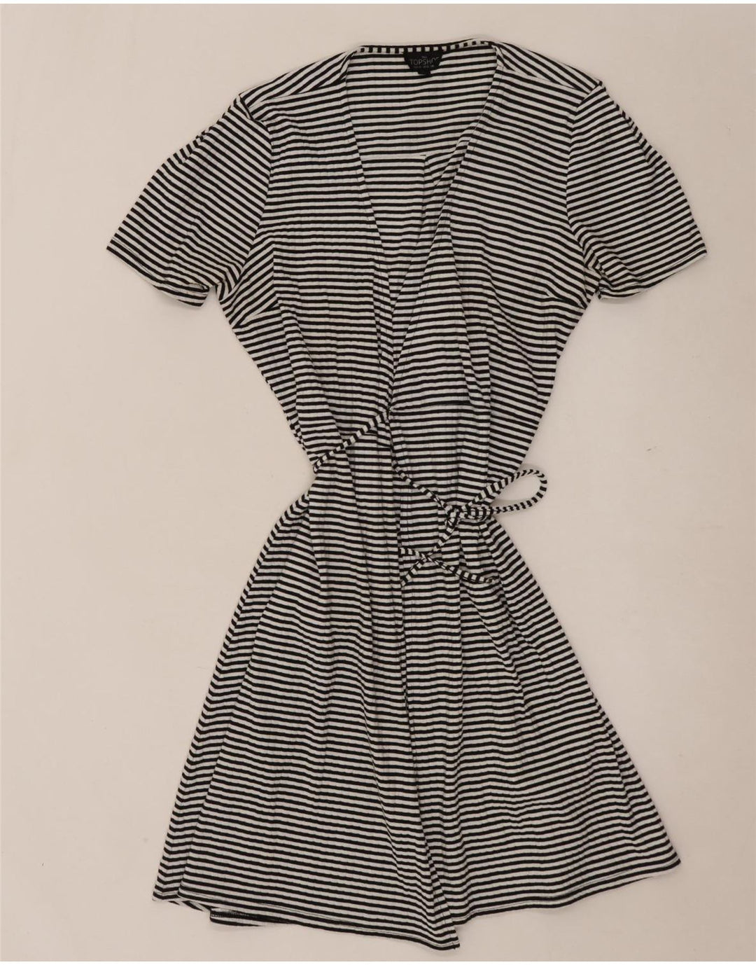 Topshop Abito avvolgente da donna UK 10 Piccolo poliestere a righe nere
