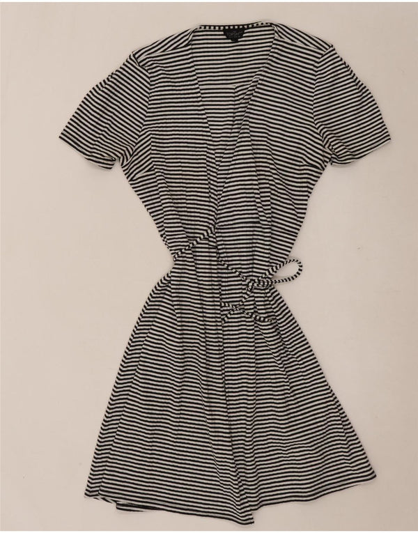 Topshop Abito avvolgente da donna UK 10 Piccolo poliestere a righe nere