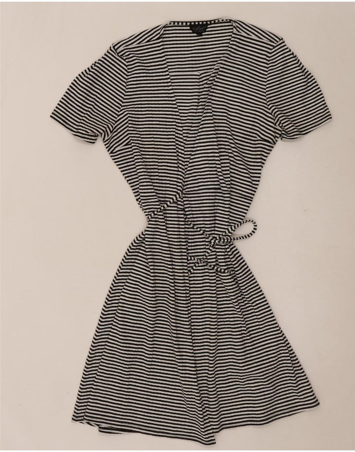 Topshop Abito avvolgente da donna UK 10 Piccolo poliestere a righe nere