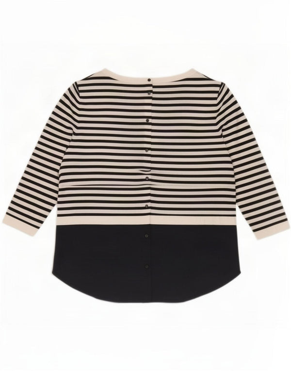 Cos Top da donna manica 3/4 UK 14 Medio Cotone a righe blu navy