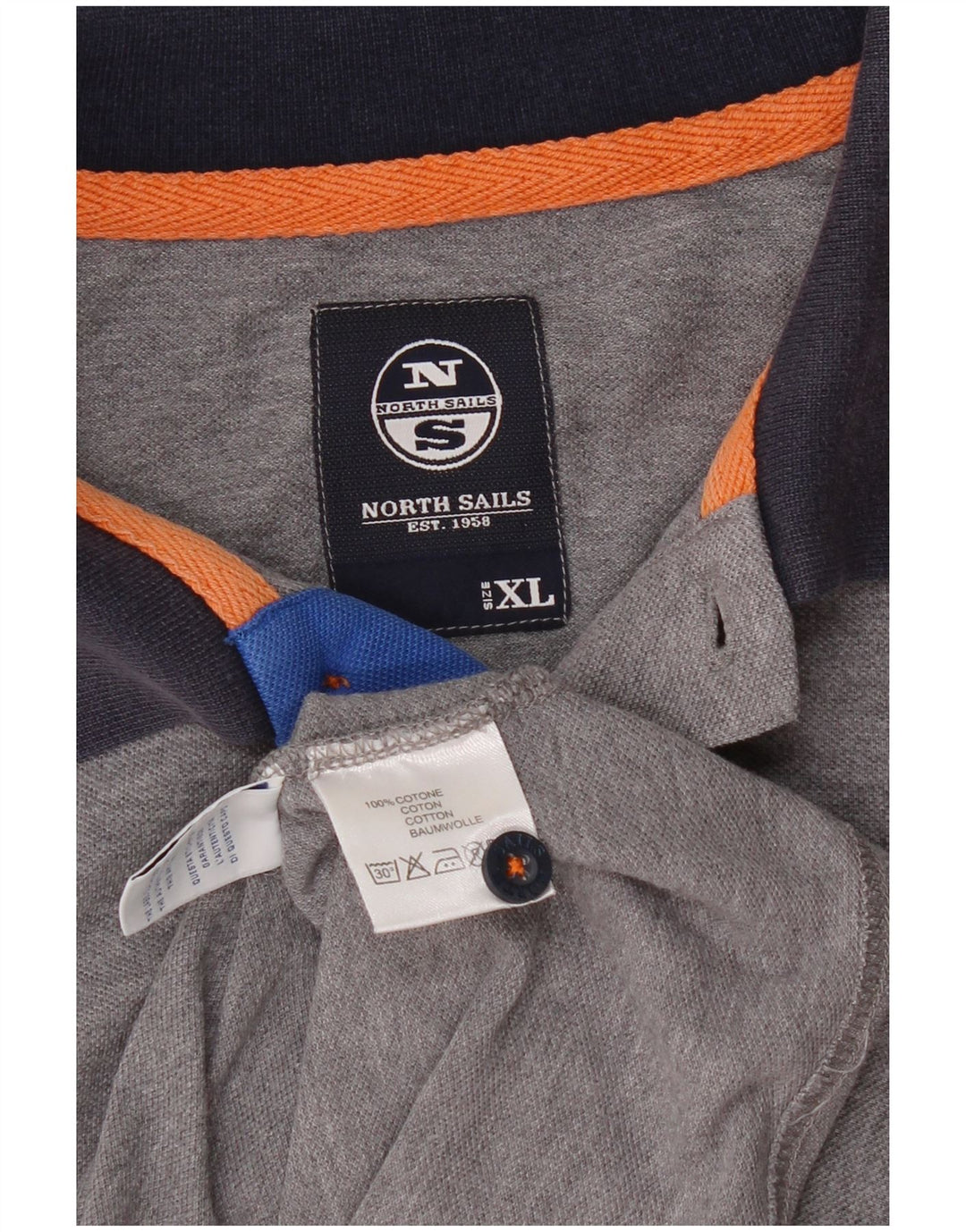 Polo grafica da uomo North Sails XL in cotone grigio