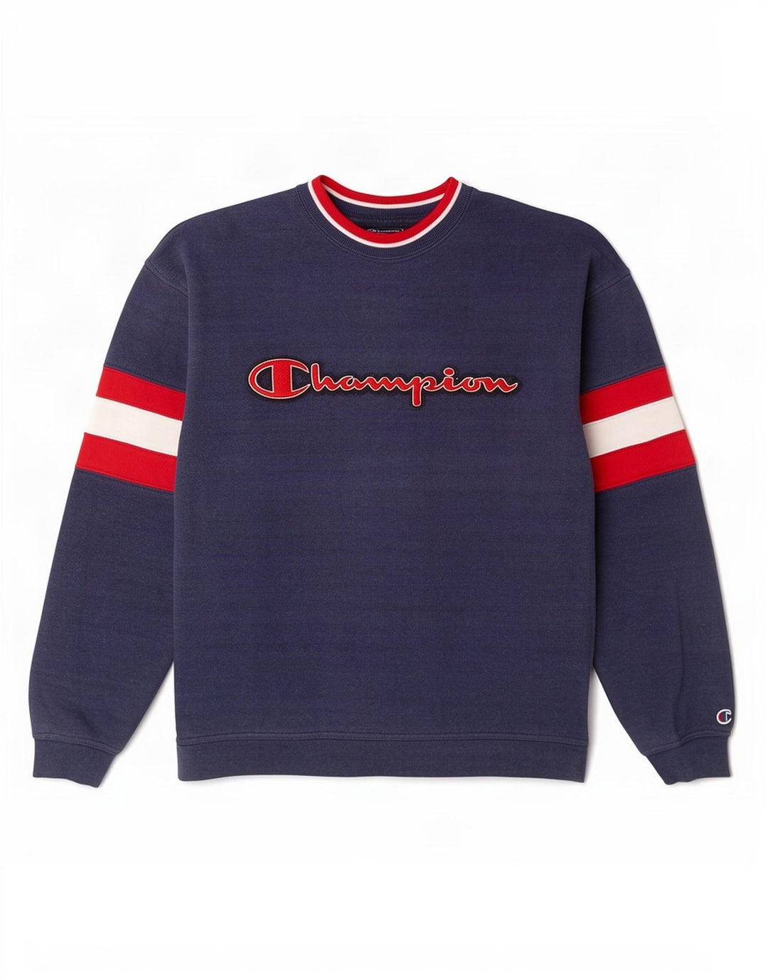 Felpa grafica da uomo Champion Felpa media in cotone color block blu navy