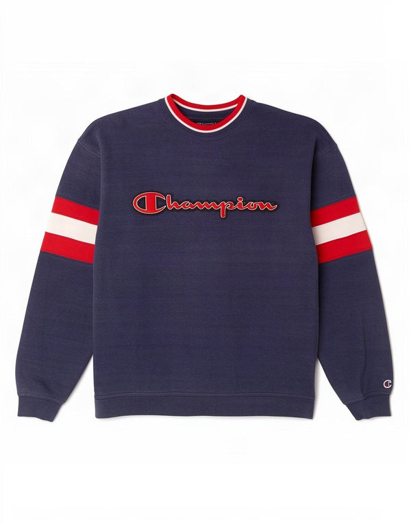 Felpa grafica da uomo Champion Felpa media in cotone color block blu navy
