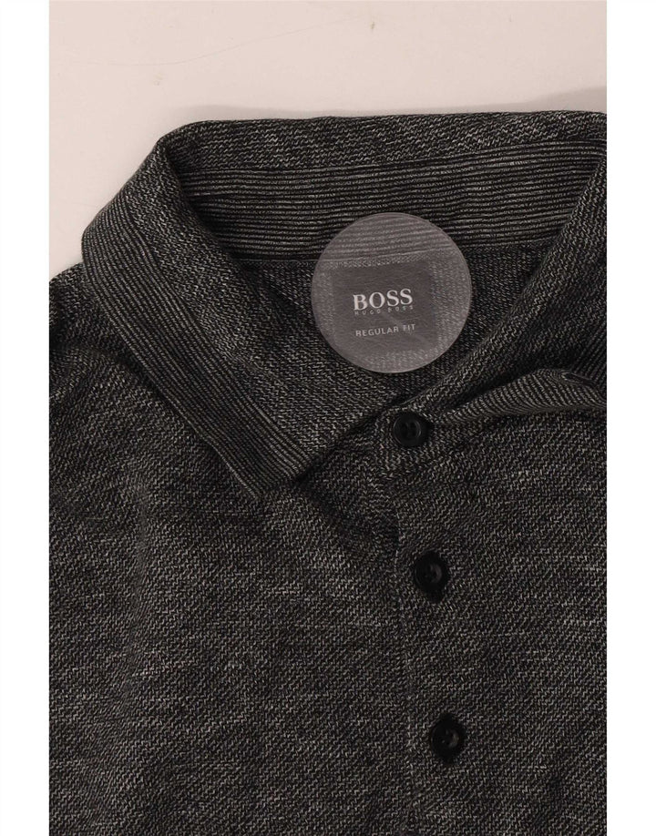 Polo da rugby da uomo con vestibilità regolare Hugo Boss, grigio medio chiazzato