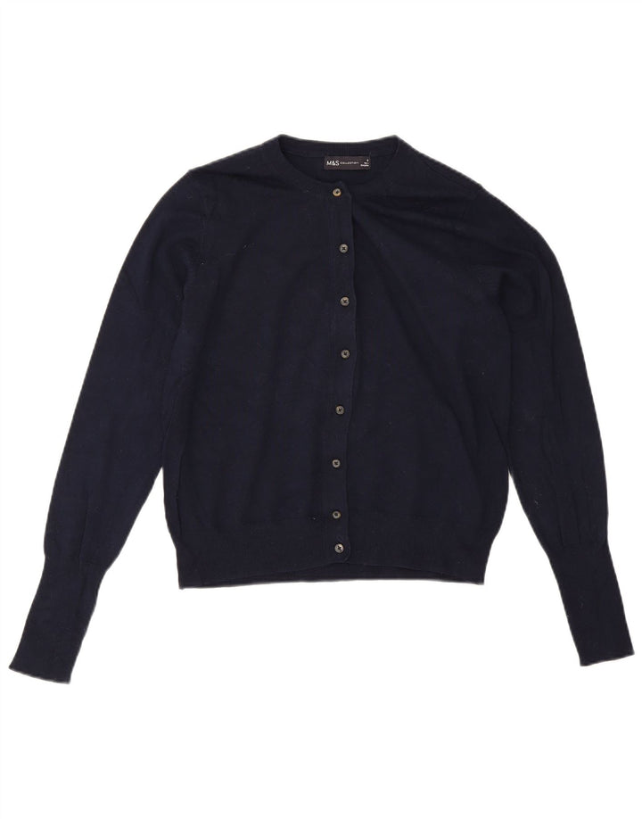 Maglione cardigan da donna Marks & Spencer UK 12 Viscosa blu navy medio