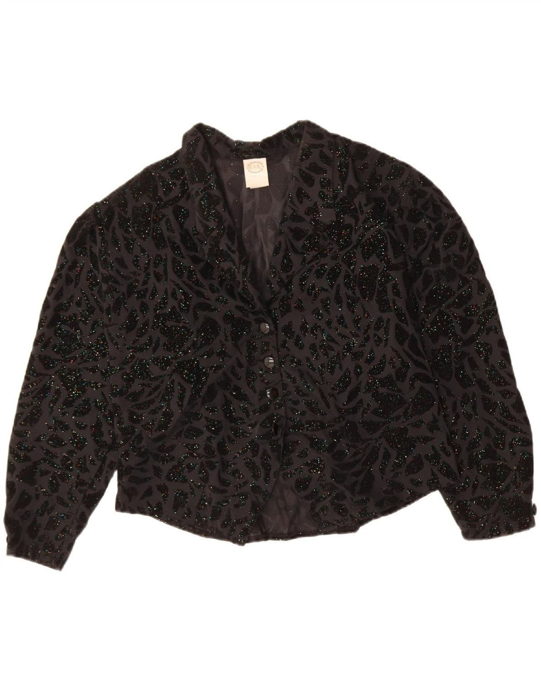 C & A Womens Abstract Pattern See Through Shirt Blouse EU 44 XL Black