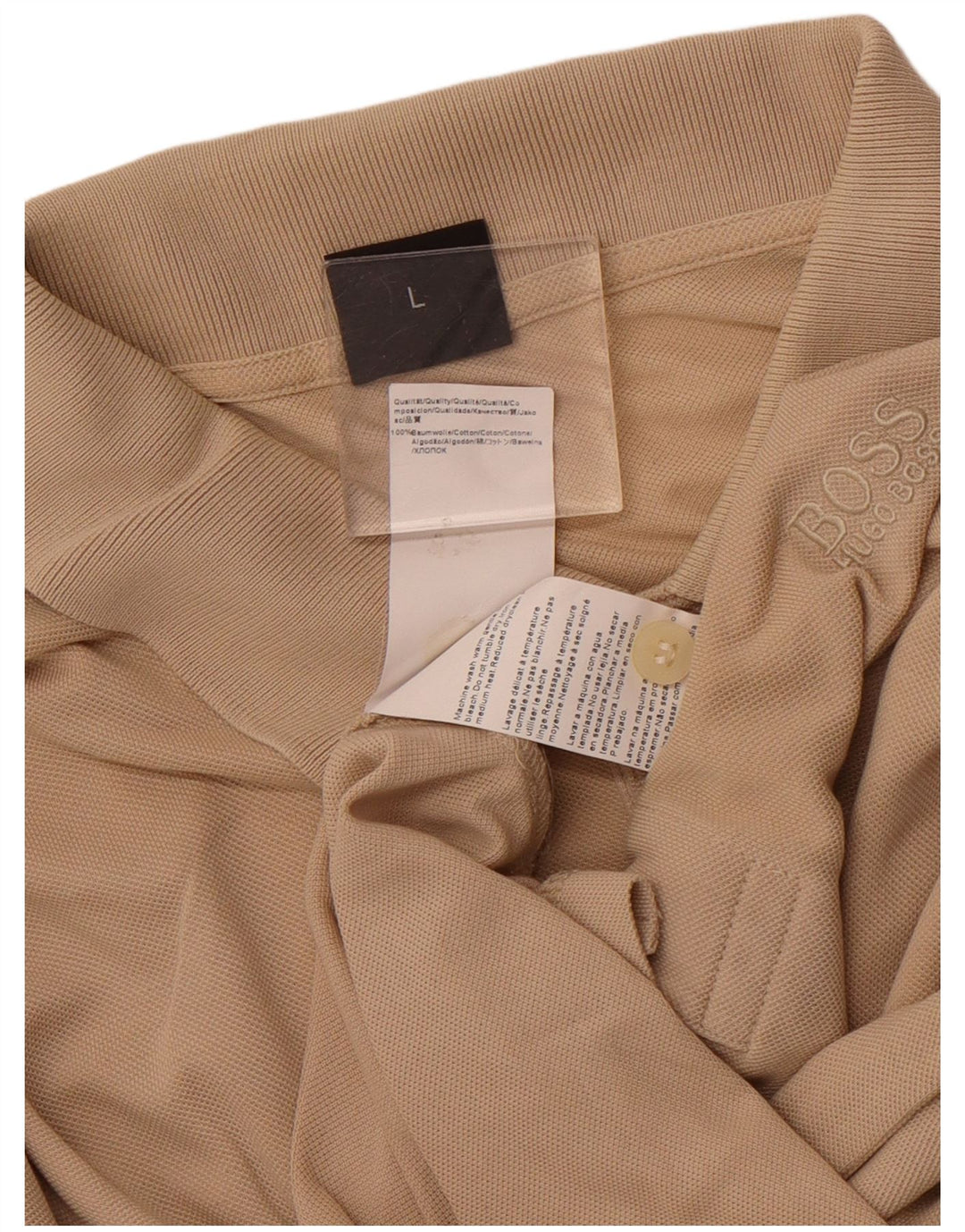 Polo da uomo HUGO BOSS grande in cotone beige