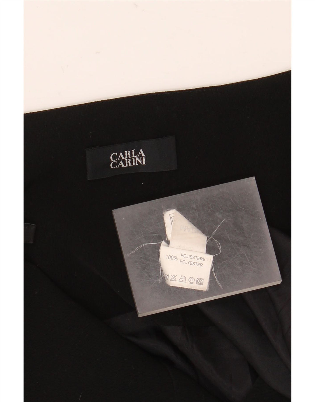 Gonna a trapezio da donna Carla Carini UK 8 piccola W28 poliestere nero
