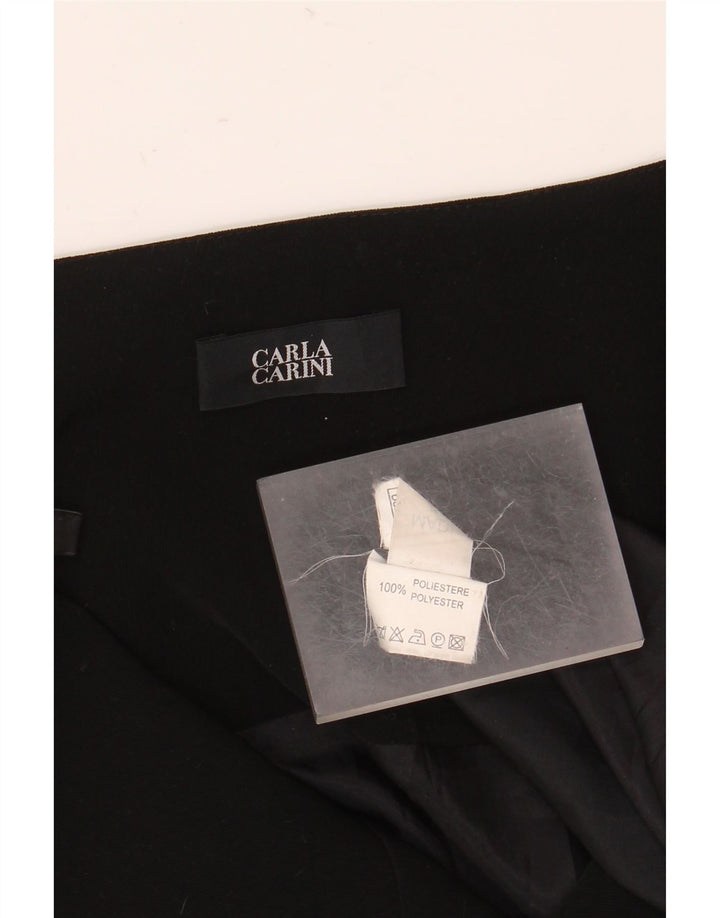 Gonna a trapezio da donna Carla Carini UK 8 piccola W28 poliestere nero