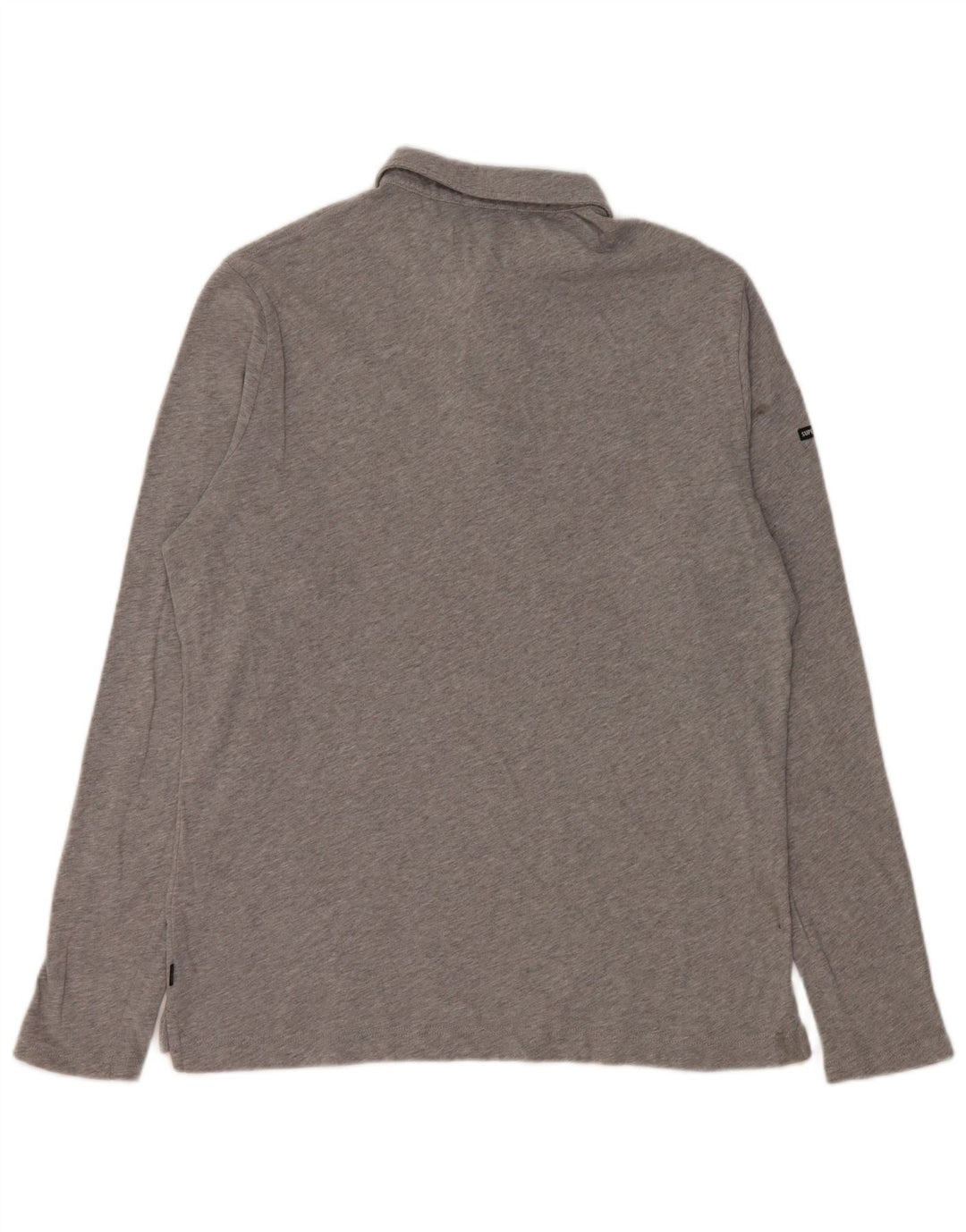 Polo da uomo a maniche lunghe Superdry Large in cotone grigio