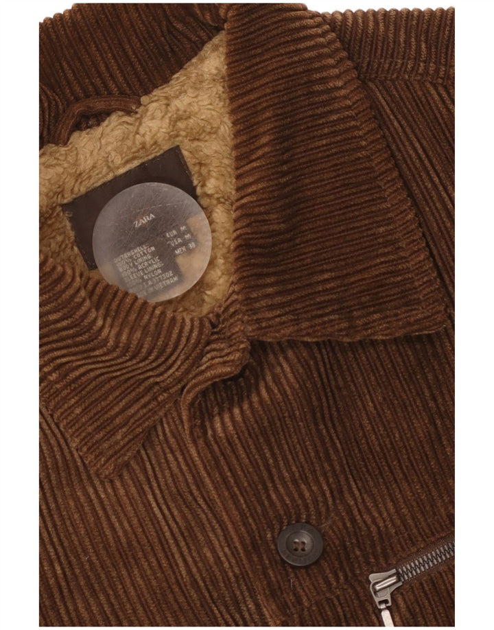 Giacca da uomo in velluto a coste Sherpa Zara UK 38 Cotone marrone medio