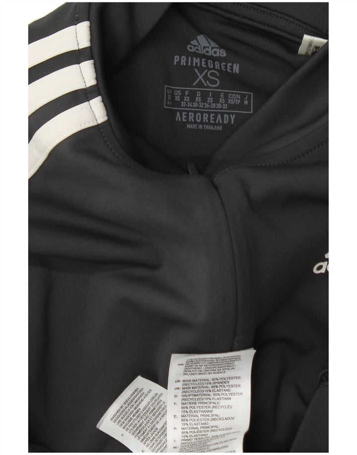 Top della tuta da ginnastica Adidas da donna con collo e zip UK 4/6 XS Grigio Colourblock