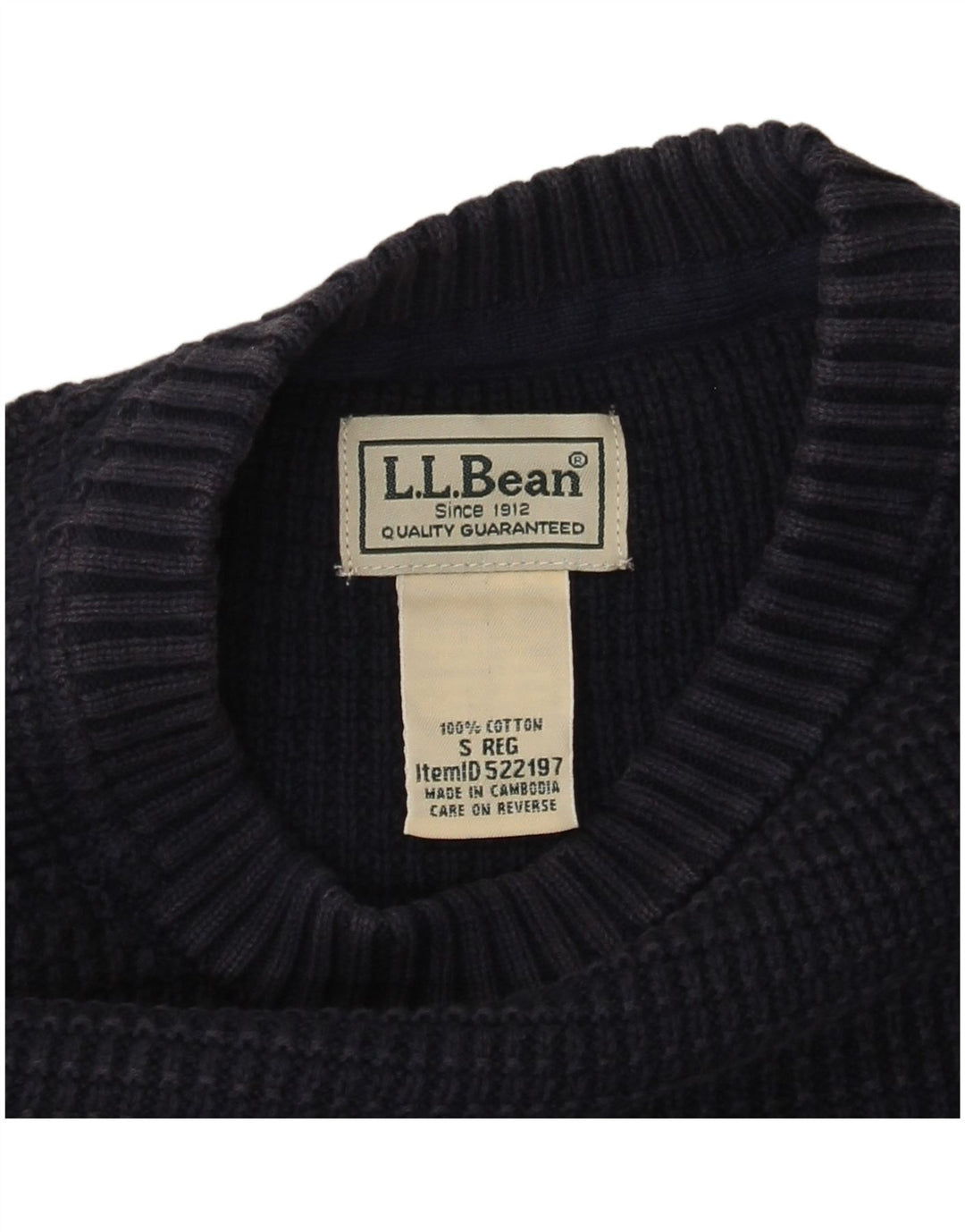 Maglione maglione girocollo da uomo L.L.Bean piccolo in cotone blu navy