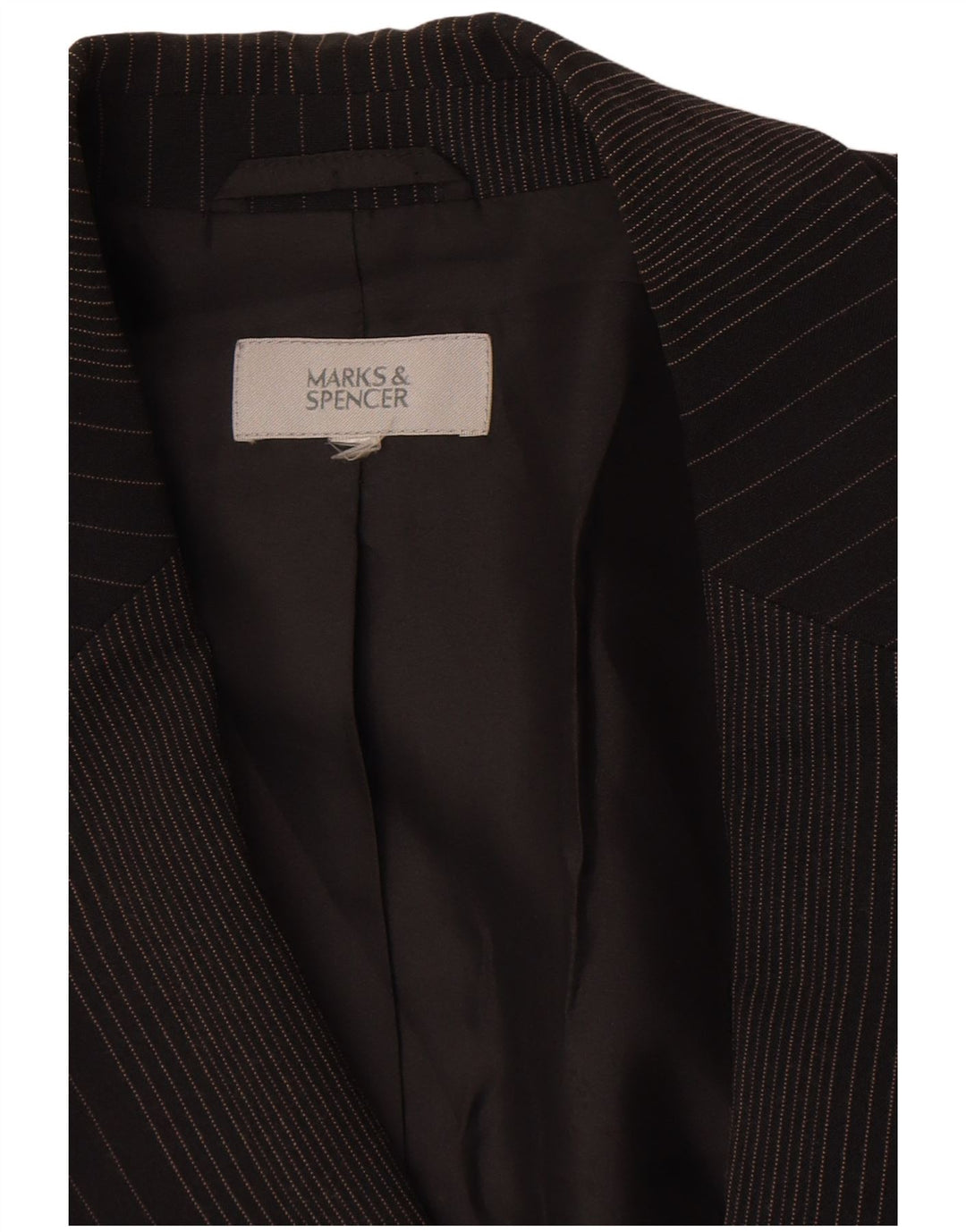 Giacca blazer a 2 bottoni Marks & Spencer da donna UK 14 grande gessato nero