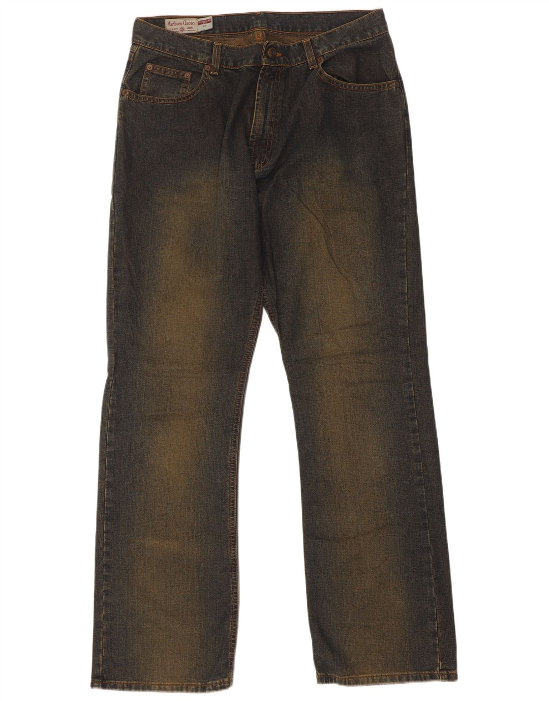 Jeans dritti da uomo vestibilità regolare Marlboro Classics W32 L32 cotone blu