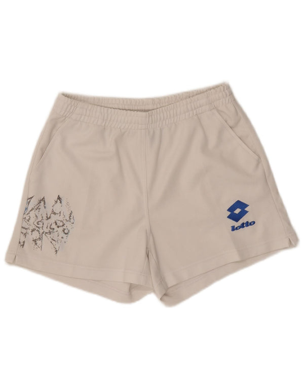 Pantaloncini sportivi grafici da donna Lotto UK 14 grandi bianchi