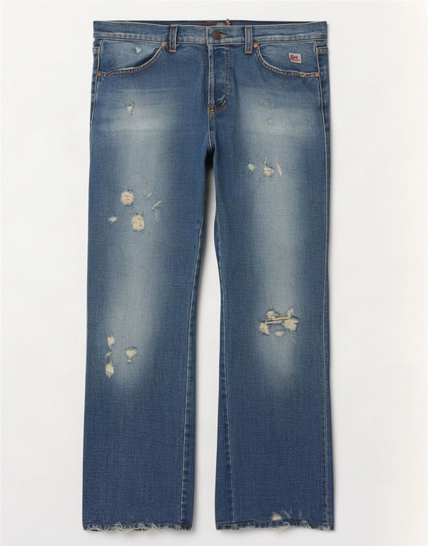 Roy Rogers Womens Distressed Bootcut Jeans W34 L32 Blue Cotton