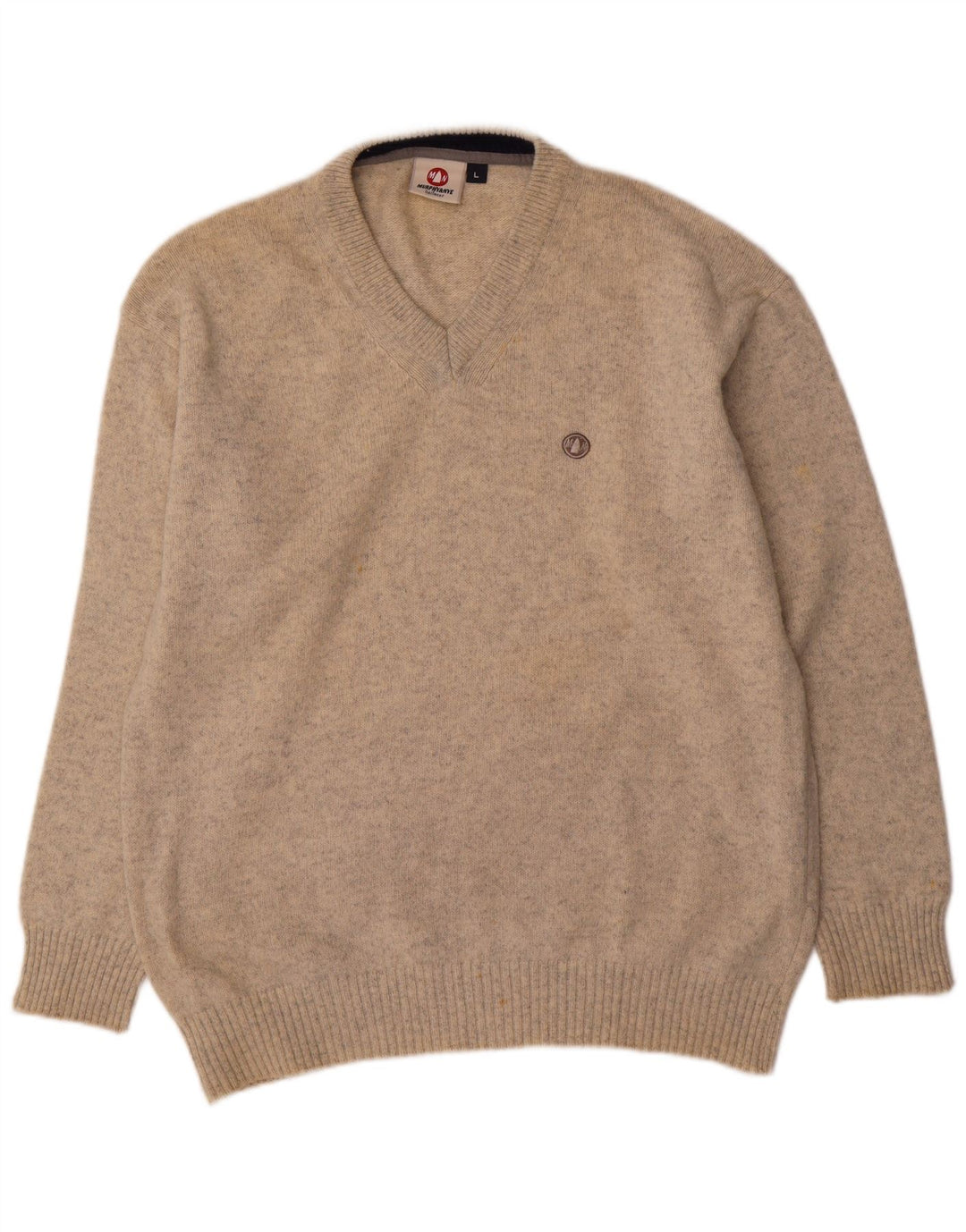 Murphy & Nye Maglione da uomo con scollo a V, grande lana screziata beige
