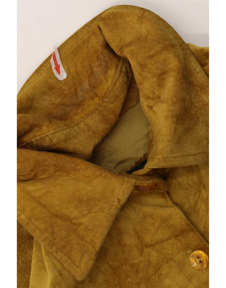 Giacca vintage in pelle scamosciata da donna IT 48 XL Cachi