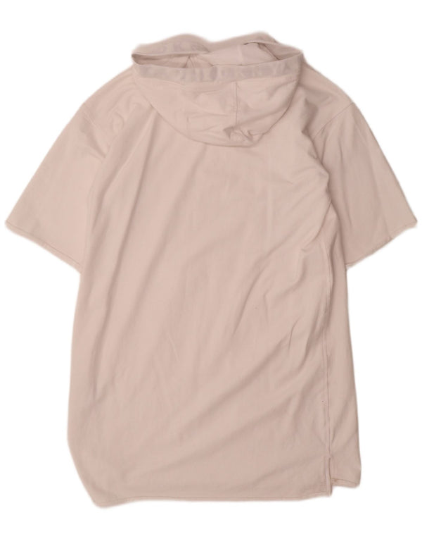 Abito con cappuccio a maniche corte da donna Dkny UK 14 Cotone bianco medio