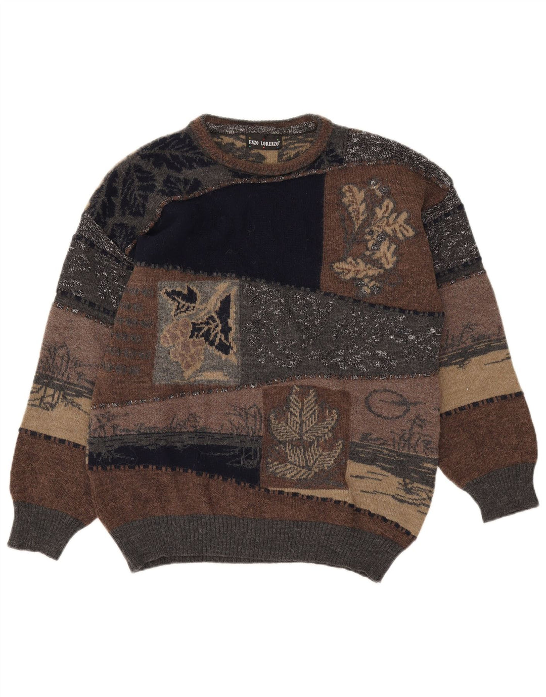 Maglione maglione girocollo da uomo Enzo Lorenzo IT 52 grande multicolore