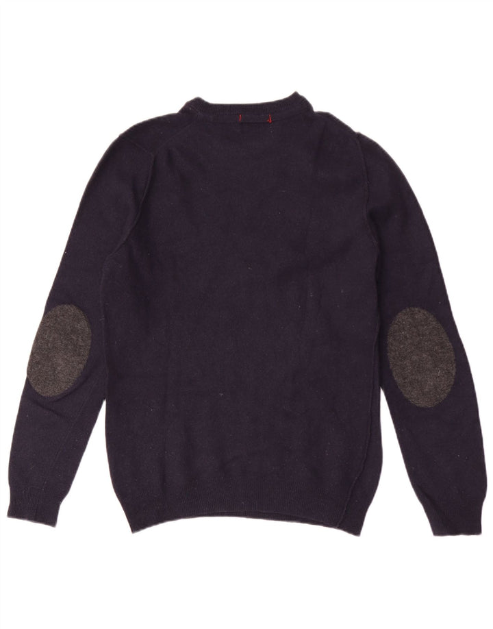 Maglione maglione girocollo da uomo Woolrich piccolo in lana blu navy