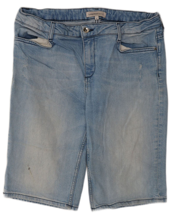 Pantaloncini di jeans Bermuda da donna Marks & Spencer UK 16 Large W32 Cotone blu
