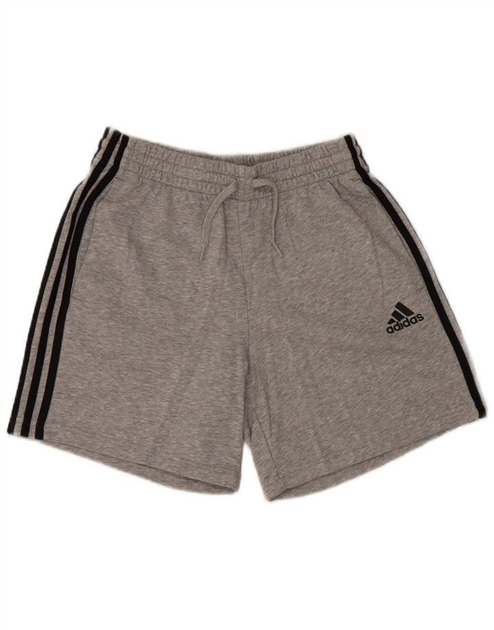 Pantaloncini sportivi da uomo Adidas in cotone chiazzato grigio medio