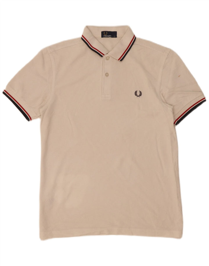 Polo da uomo Fred Perry piccola in cotone a righe bianche
