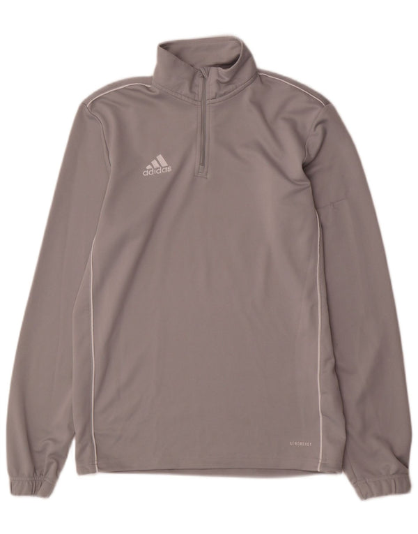 Adidas Uomo Aeroready Zip Collo Pullover Tuta Top Piccolo Poliestere Grigio